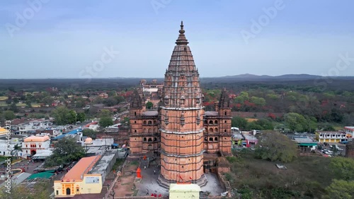 Orchha from drone, ancient Indian city of Madhya Pradesh, India from the air