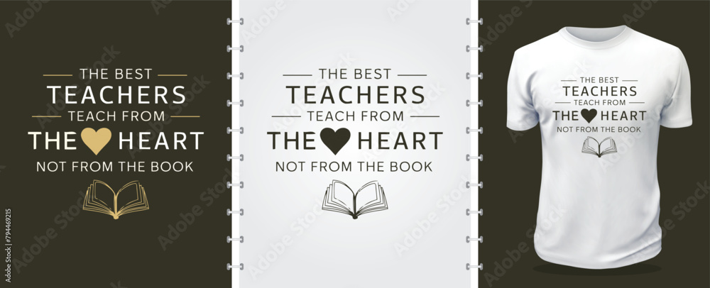 Happy Teachers Day Typography Isolated Tshirt Design with educational quote