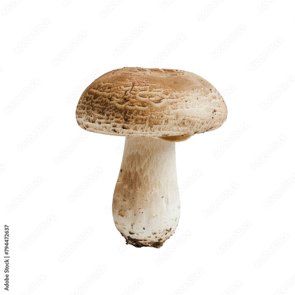 A single mushroom champignon stands out against a transparent background A single mushroom champignon stands out against a transparent background