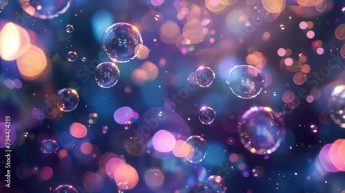 Soap bubbles holographic abstract light illumination, abstract background