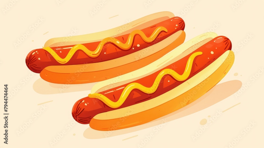 An adorable hotdog themed masking tape featuring a cartoonish food concept portrayed in a flat cartoon style perfect for designing premium logos and stickers This isolated illustration capt An adorable hotdog themed masking tape featuring a cartoonish food concept portrayed in a flat cartoon style perfect for designing premium logos and stickers This isolated illustration capt