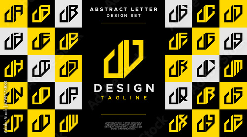 Simple business abstract letter U UU logo design set photo