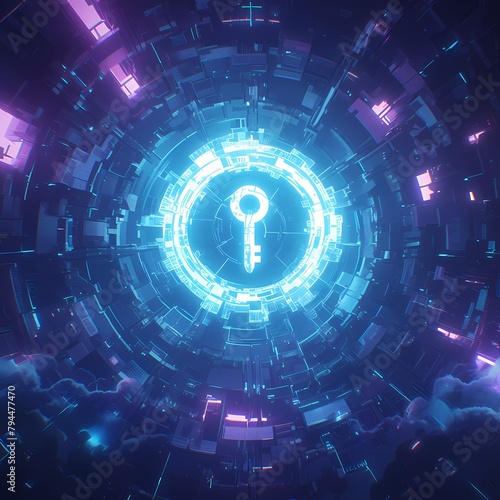 Illustrate Your Cybersecurity Vision with a High-Tech Key in this Stunning Conceptual Artwork