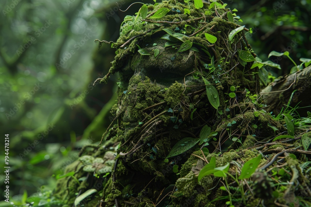 Lush Moss-Covered Rock in Verdant Forest