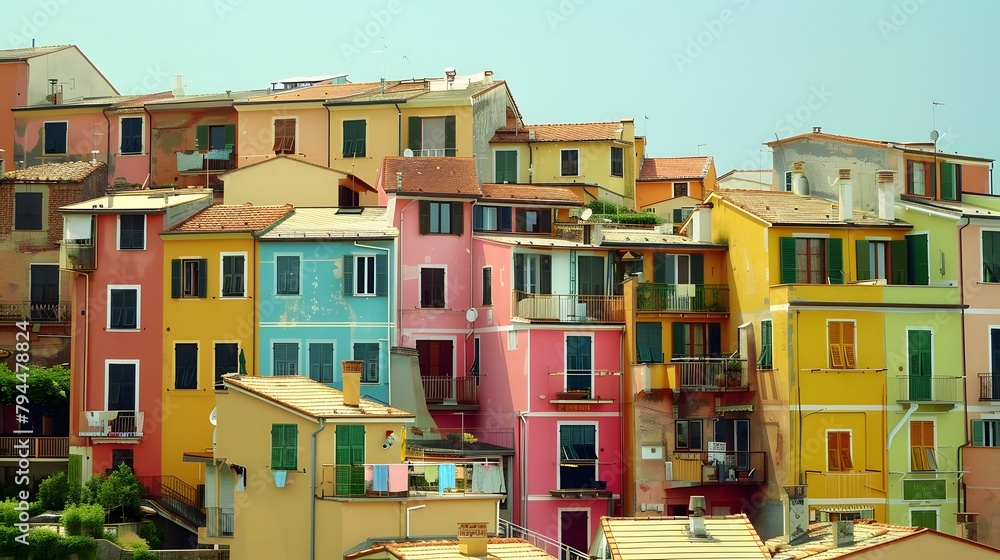 Colorful houses in Italian town  