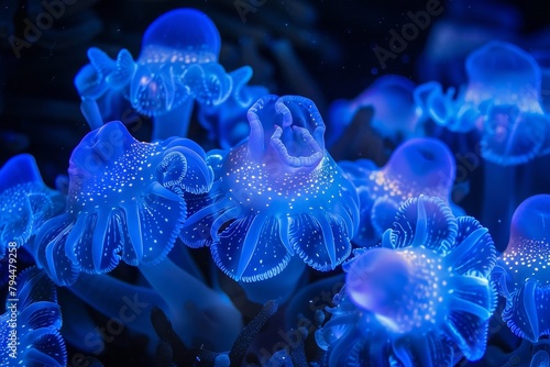 Glowing Jellyfish in the Deep Ocean