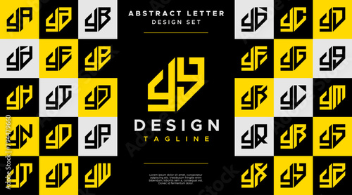 Simple business abstract letter Y YY logo design set