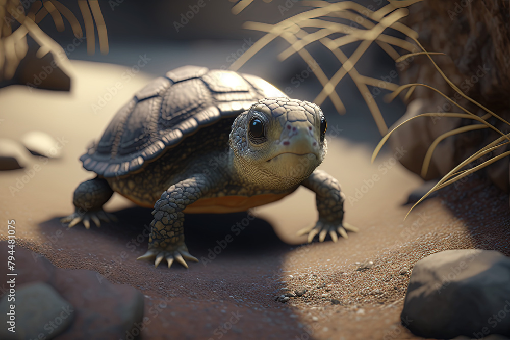 Obraz premium Baby turtle on a beach