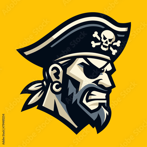 Angry Pirate Vector Mascot Logo: Bold, Intimidating Sports Team Emblem for Fierce Identity