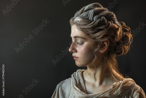 Elegant woman with intricate hairstyle