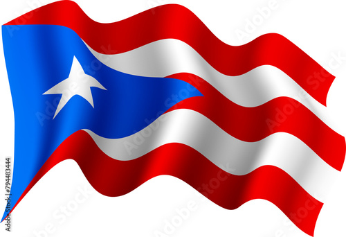 Puerto Rico Waving Flag 3D Realistic photo