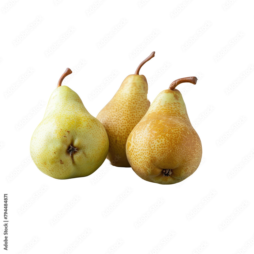 Fresh pears displayed on a rustic wooden surface against a transparent background Fresh pears displayed on a rustic wooden surface against a transparent background