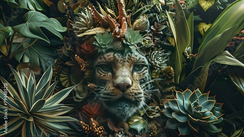man gladiator hybrid succulent cat man hybrid biomorphic jungle photo