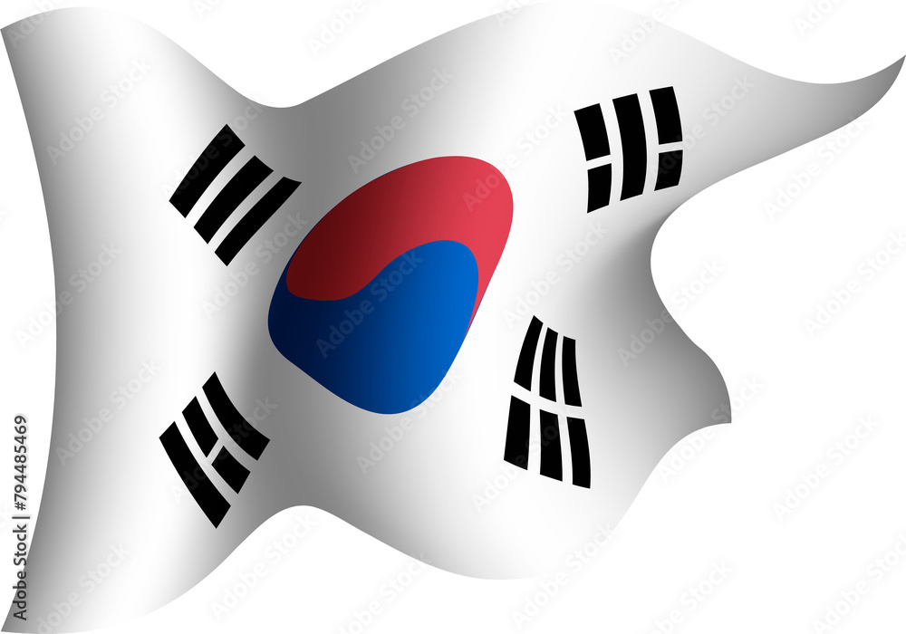 South Korea Waving Flag 3D Realistic