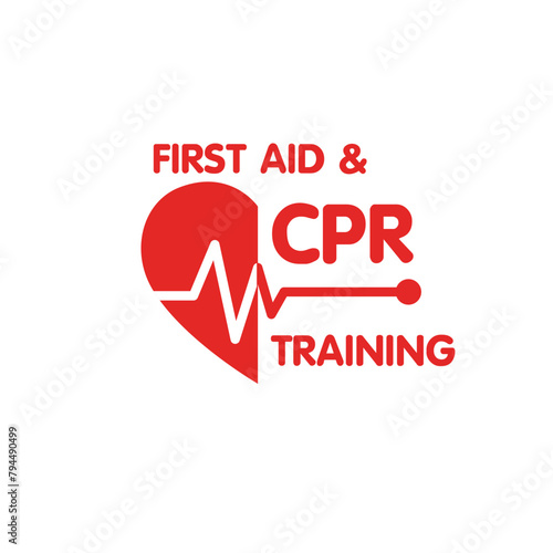 CPR logo. Medical resuscitation In an emergency. Vector clipart medical signs red icon image isolated on white background design illustration