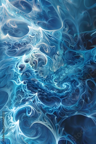 Design a captivating abstract background characterized by intricate blue wave elements 