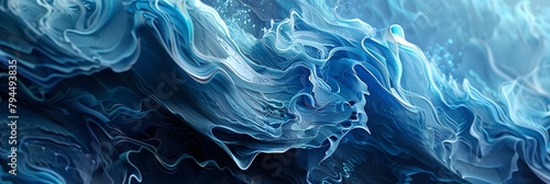 Design a captivating abstract background characterized by intricate blue wave elements 