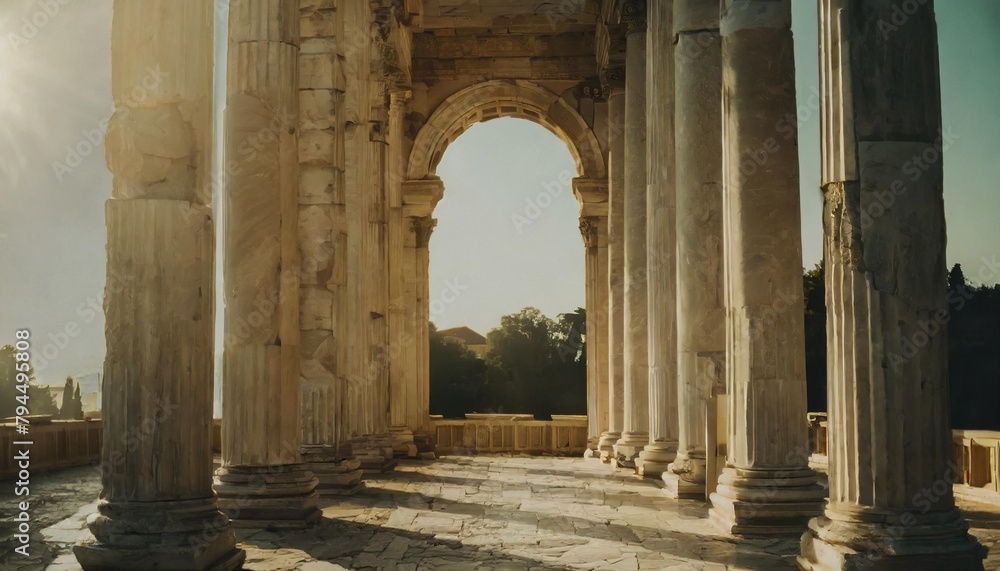 greek roman marble columns with arch