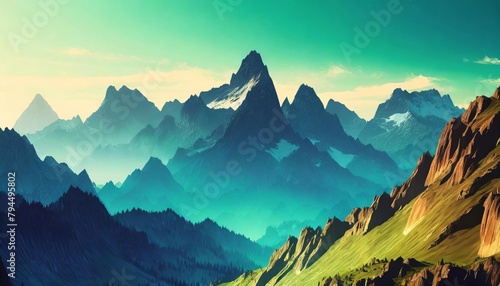mountains background video game style graphics mountain level design backdrop illustration gaming resources scrolling platform generated ai © Robert