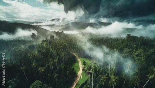 deforestation in tropical regions influencing how water vapor forms over the earth reducing rainfall ai generation