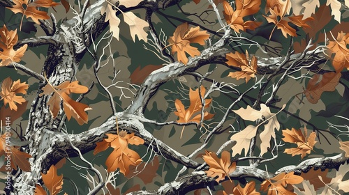 Silent Woods Camouflage: Seamless Vector Pattern Inspired by Real Trees