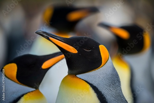 King penguins (Aptenodytes patagonicus), portrait, Volunteer Point, Falkland Islands, South America photo