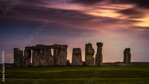 Stonehenge, Sunset, Salisbury Plain, Wiltshire, England, Great Britain photo