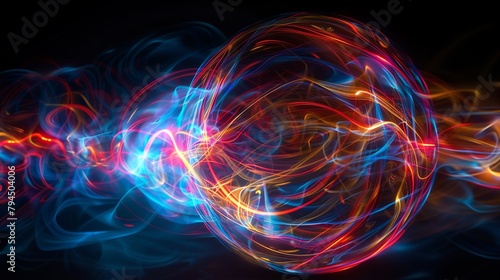 An abstract sphere made from light trails