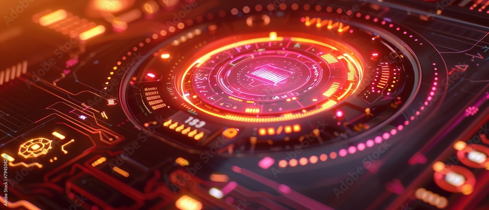 Futuristic Interface of a Digital Dashboard, HUD Design Futuristic Interface of a Digital Dashboard, HUD Design