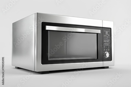 modern stainless steel microwave oven with digital display isolated on white 3d render