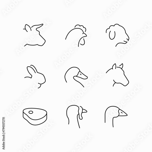 meat beef cow chicken sheep rabbit duck turkey icon