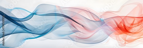 Modern Abstract Composition of Blue and Gradient Red Curves on White Abstract
