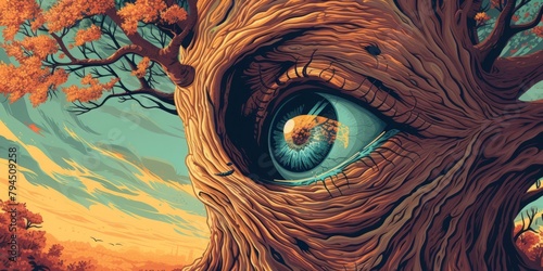 Eye of God in autumn forest, 3D rendering. Nature's mystique captured in digital art. 🍂👁️ #ForestWonder