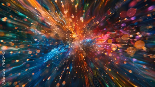 An explosion of kaleidoscopic colors captured in motion and frozen in time creating a stunning visual experience.