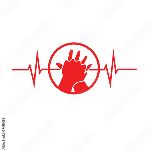 CPR logo. Medical resuscitation In an emergency. Vector clipart medical signs red icon image isolated on white background design illustration