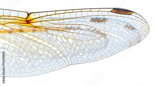 Extreme macro shots, dragonfly wings detail. isolated on a white background.