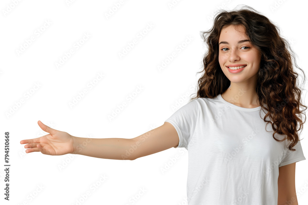 Young lady hold a finger to pointing gesture transparent background Young lady hold a finger to pointing gesture transparent background