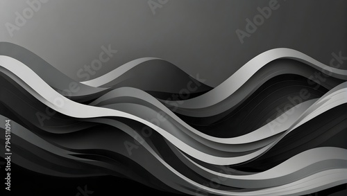  a dynamic vector backdrop featuring abstract waves in shades of black and grey, artfully integrating negative space Generative AI