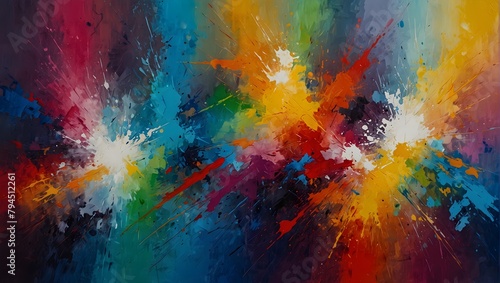 Vivid abstract painting texture with oil brushstrokes and palette knife techniques on canvas, creating an artistic background Generative AI