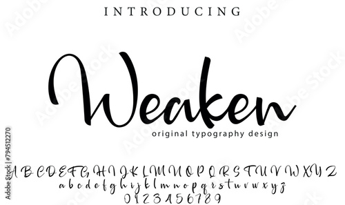 Weaken Font Stylish brush painted an uppercase vector letters, alphabet, typeface