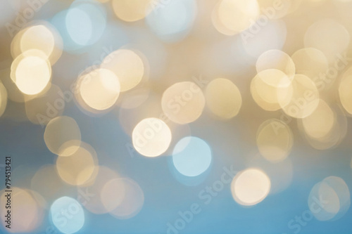 Soft and delicate blurred bokeh background in sky blue, pale yellow