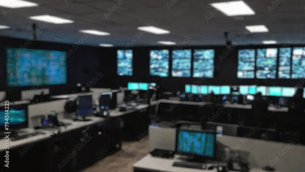 blur background of the army call center with many monitors in room render 3d blur background of the army call center with many monitors in room render 3d