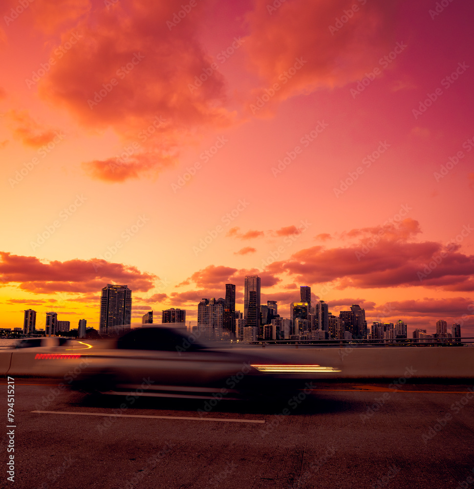 sunrise over the city miami skyline sunset 