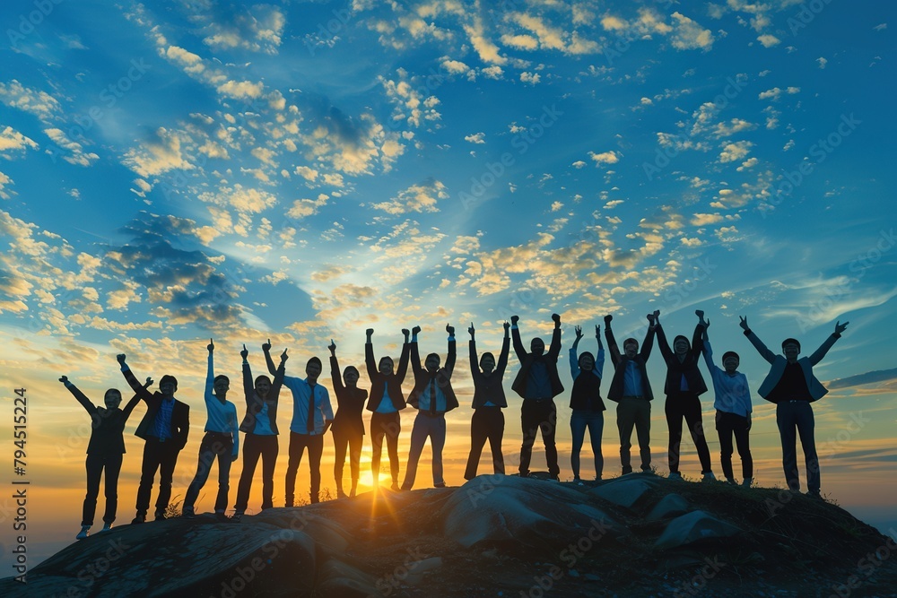 successful business team standing on a hilltop successful business team standing on a hilltop