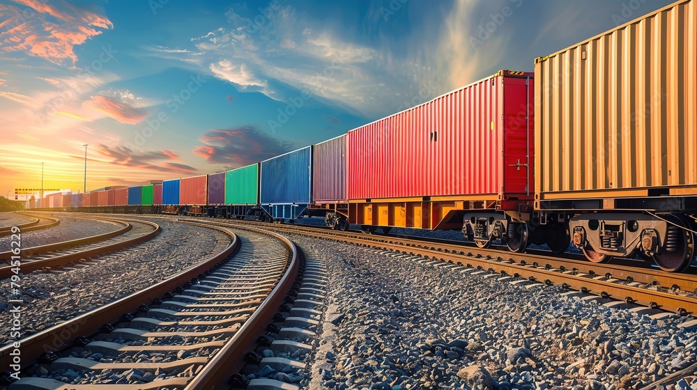 Fototapeta premium containers on logistic trains