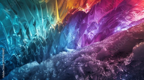 Vibrant Ice Cave Formations photo