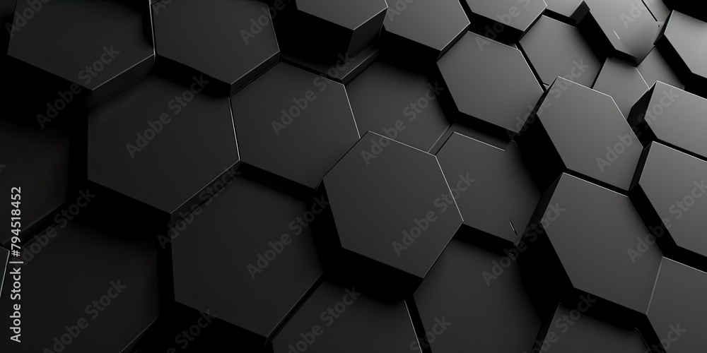 black hexagons background. Futuristic background with hexagons. black hexagons background. Futuristic background with hexagons.