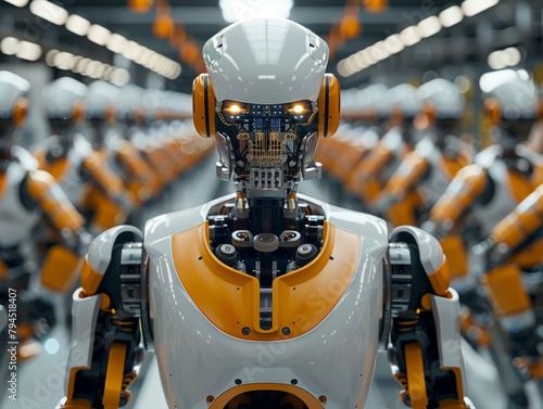 Futuristic Robot in Factory