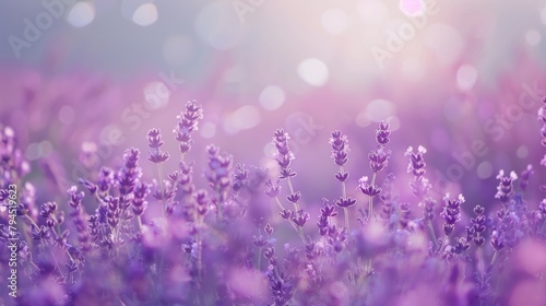 Defocused purple paradise A hazy background of a stunning lavender field giving off a magical and surreal vibe. .