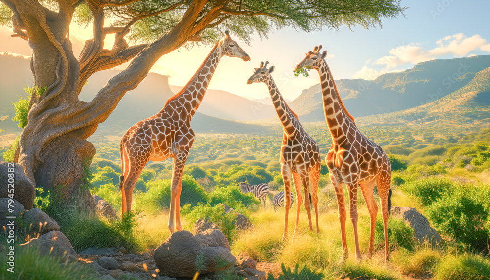 Fototapeta premium Wild animals in South Africa, seeking food and shade.
